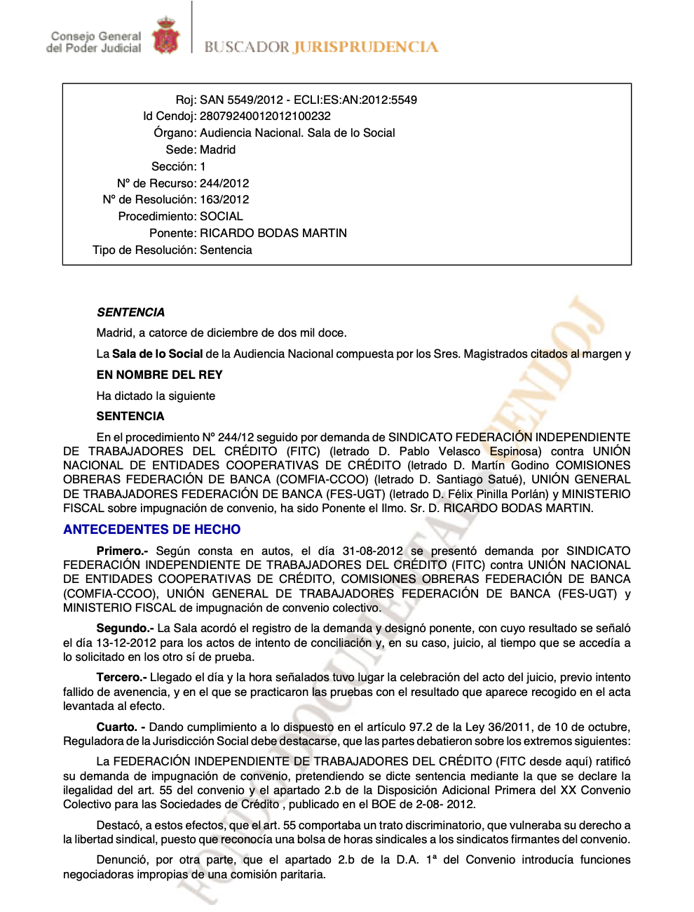 impugnacion del convenio colectivo